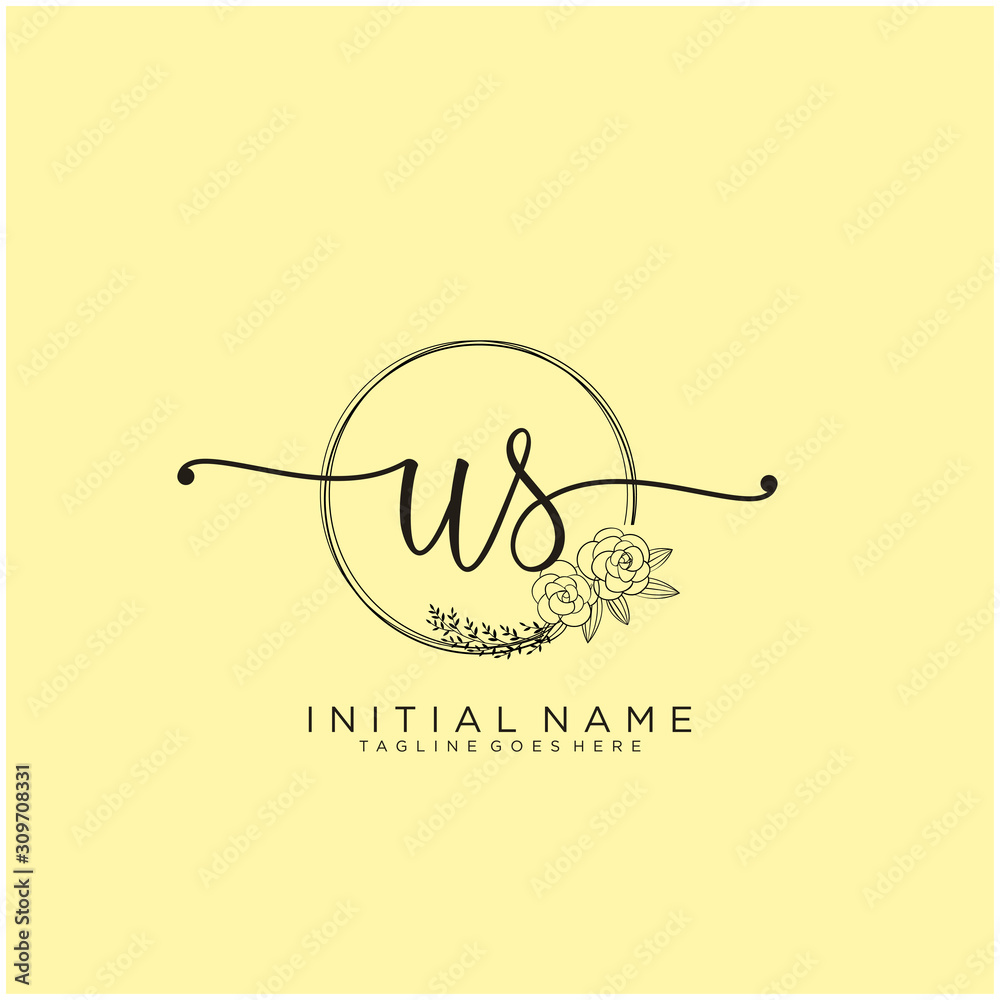 US Letter Initial beauty monogram and elegant logo design, handwriting logo of initial signature, wedding, fashion, floral and botanical with creative template design. US Letter Initial beauty monogram and elegant logo design, handwriting logo of initial signature, wedding, fashion, floral and botanical with creative template design.