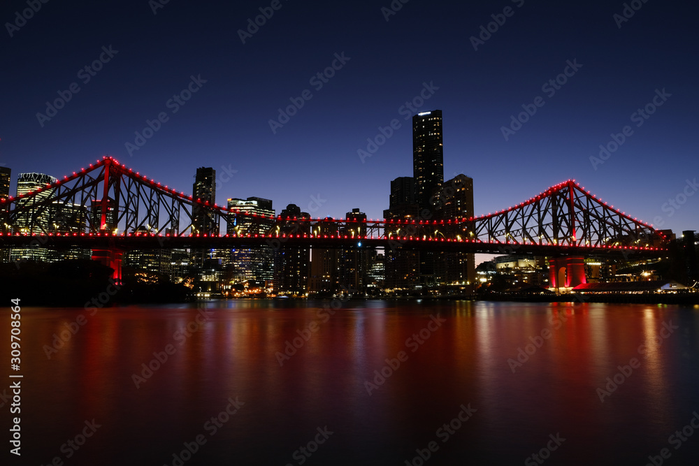 urban, city, brisbane, queensland, bridge, history bridge, night, australia