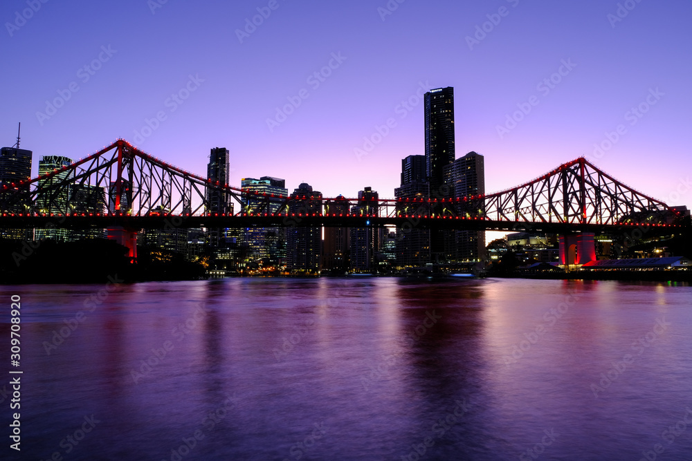 urban, city, brisbane, queensland, bridge, history bridge, night, australia