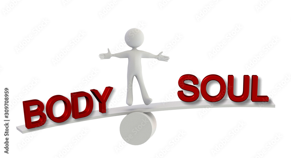 body soul human character balance - 3d rendering body soul human character balance - 3d rendering