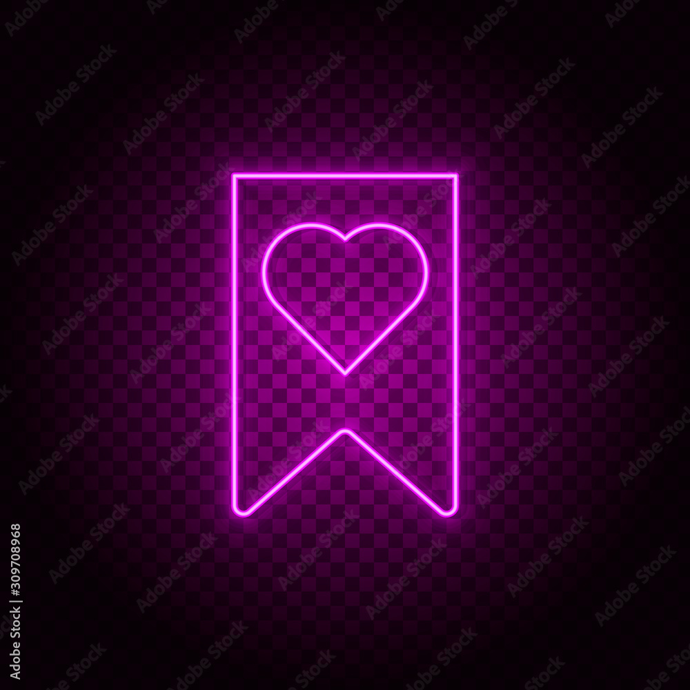 Medal, reward, award, heart vector icon. Element of simple icon for websites, web design, mobile app, info graphics. Pink color. Neon vector on dark background