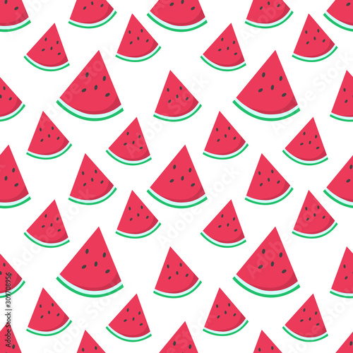 fresh watermelon fruit slice seamless pattern vector illustration background