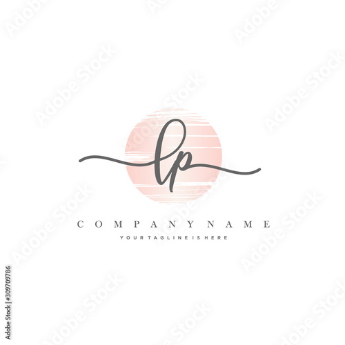 LP Initial Letter handwriting logo hand drawn template vector.
