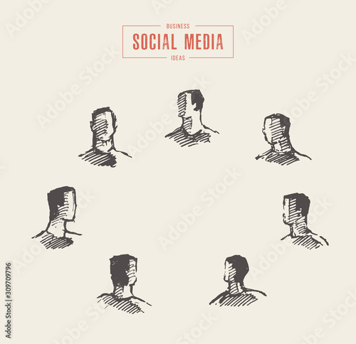 People heads in Social network connections vector