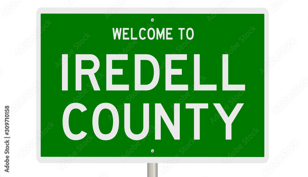 Rendering of a green 3d highway sign for Iredell County Rendering of a green 3d highway sign for Iredell County
