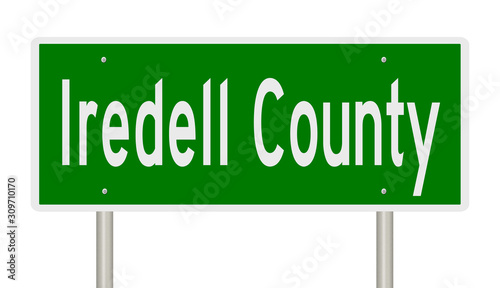 Rendering of a green 3d highway sign for Iredell County photo