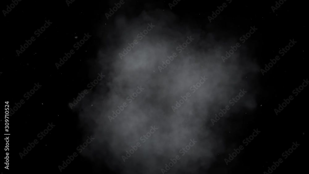 Snow falling on black background with fog 3D animation winter visual effects