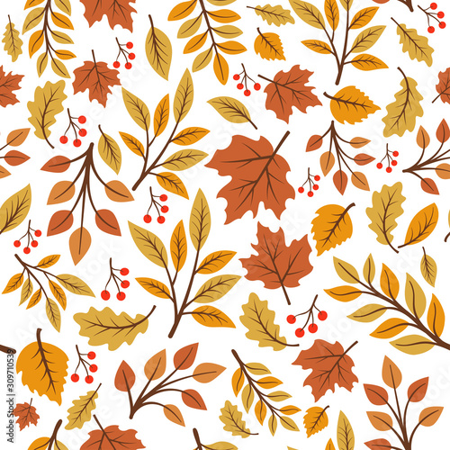 Autumn seamless pattern with leaf, autumn leaf background