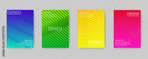 Minimal covers design. Modern background with zigzag lines and waves texture for use element placards, banners, flyers, posters etc. Colorful shapes gradients. Future geometric patterns.