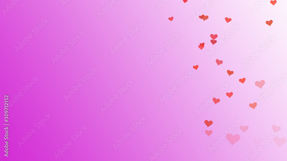 Valentine day. Romantic red heart flying on pink background. Royalty high-quality free best stock beautiful Valentine day postcard with pink hearts isolated falling. Good design elements, illustration