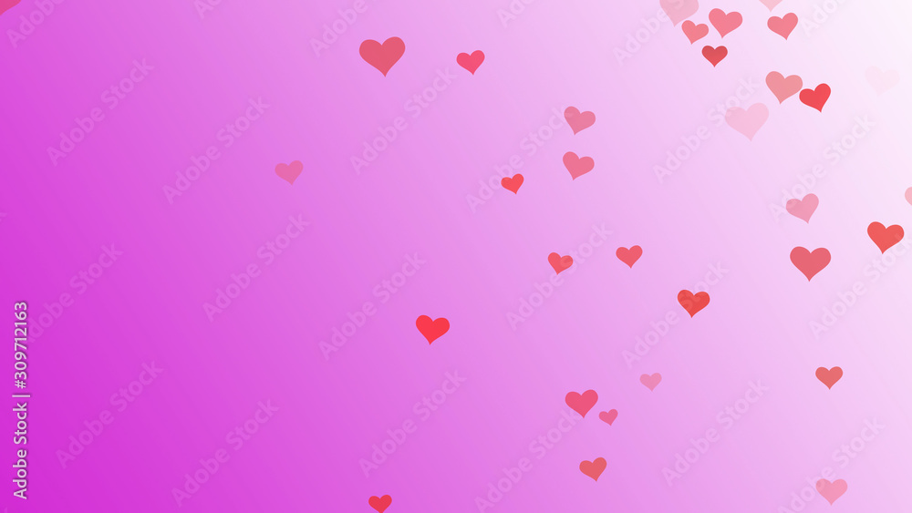 Valentine day. Romantic red heart flying on pink background. Royalty high-quality free best stock beautiful Valentine day postcard with pink hearts isolated falling. Good design elements, illustration