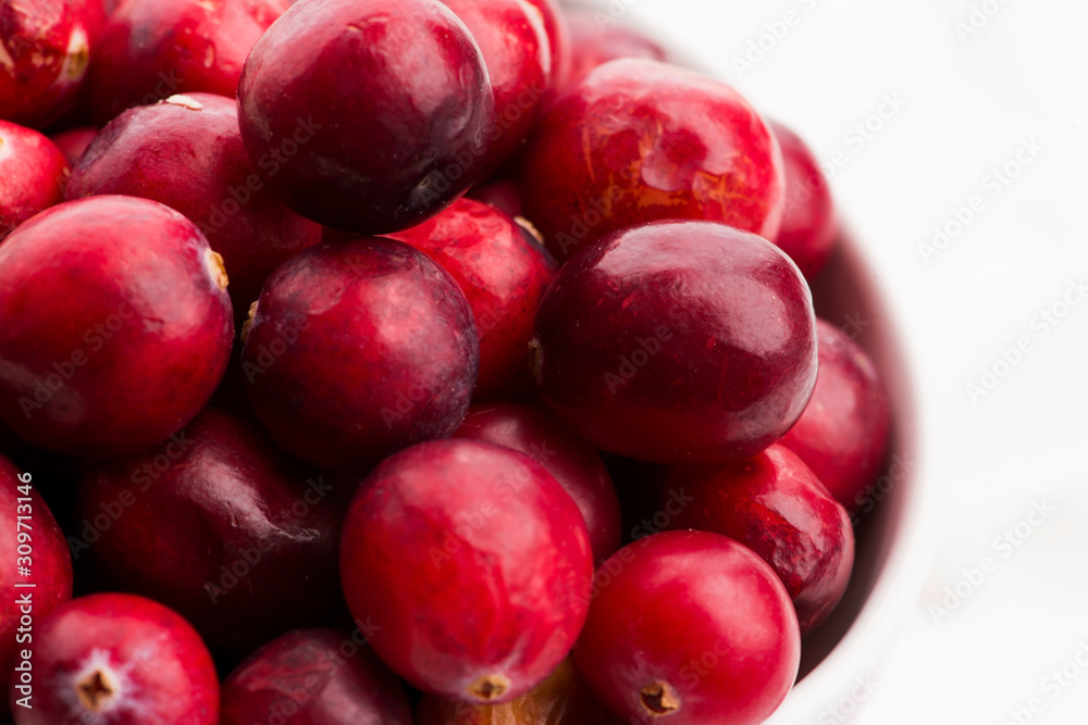 Ceramic bowl of Cranberry on white background Ceramic bowl of Cranberry on white background