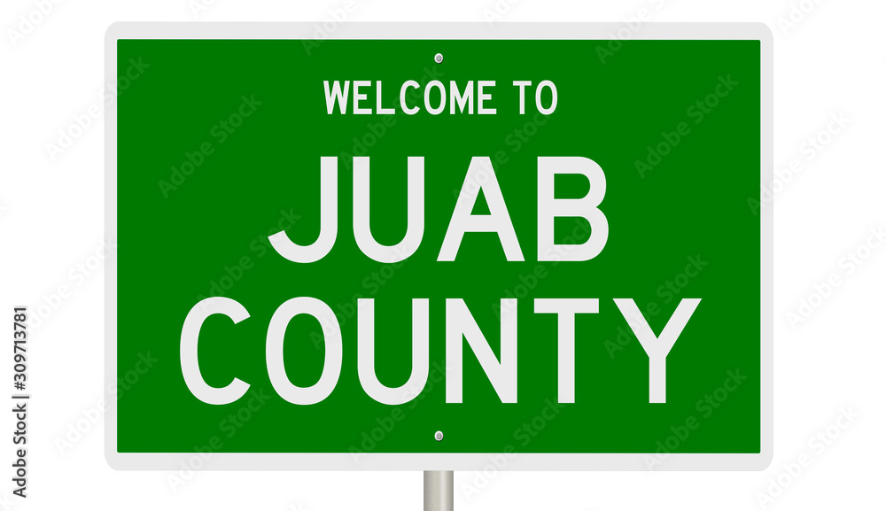 Rendering of a green 3d highway sign for Juab County Rendering of a green 3d highway sign for Juab County