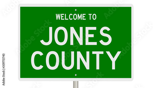 Rendering of a green 3d highway sign for Jones County photo