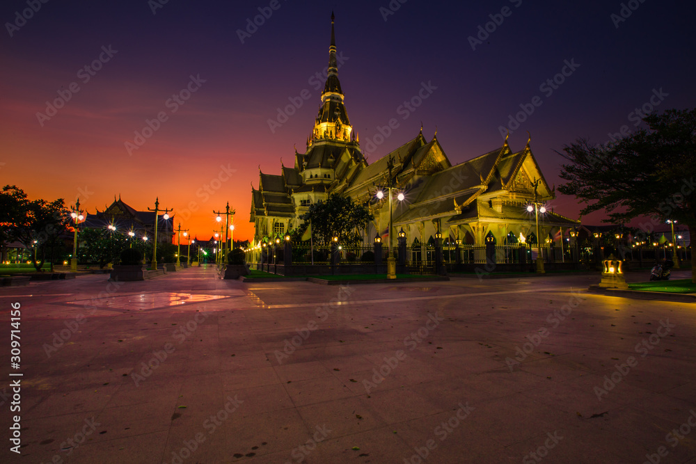 Fototapeta premium Background of one of the religious sites in Thailand (Wat Sothon Wararam Worawihan) in Chachoengsao, tourists always come to make merit.