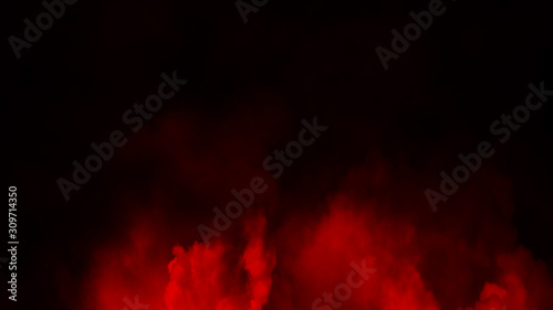 Paranormal red mystic smoke on the floor. Fog isolated on black background. Stock illustration. Design element.