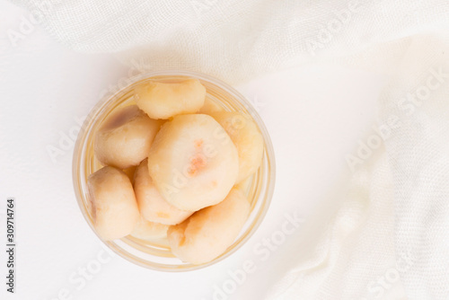 Peeled water chestnuts, tasty ingredients for a Chinese meal
