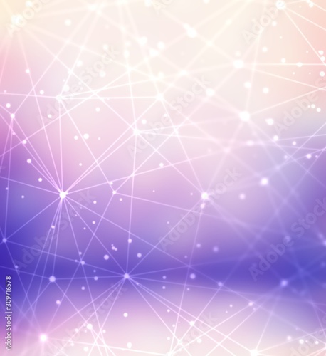Fabulous polygonal 3d background. Magical iridescent connecting network. Blurred lilac background. Wonderful techo empty space. Interactive web abstract pattern. Fantastic link shape structure.