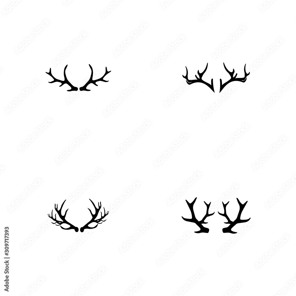 Deer antler horn ilustration logo vector template