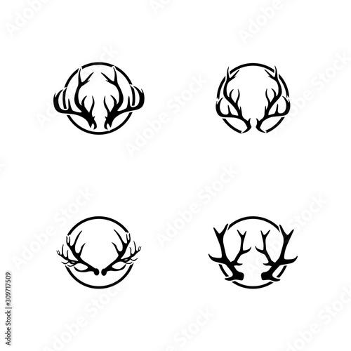 Deer antler horn ilustration logo vector template