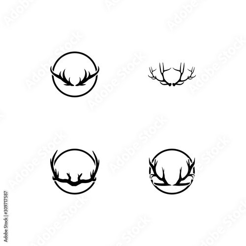 Deer antler horn ilustration logo vector template