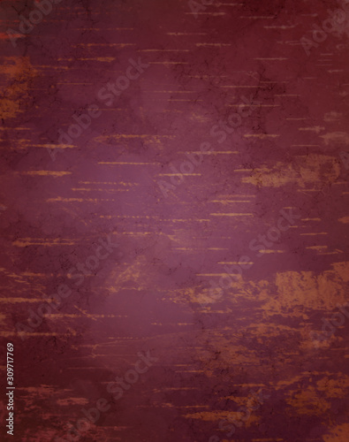 Burgundy purple and pink background with distressed birch bark grunge texture in old vintage design illustraiton