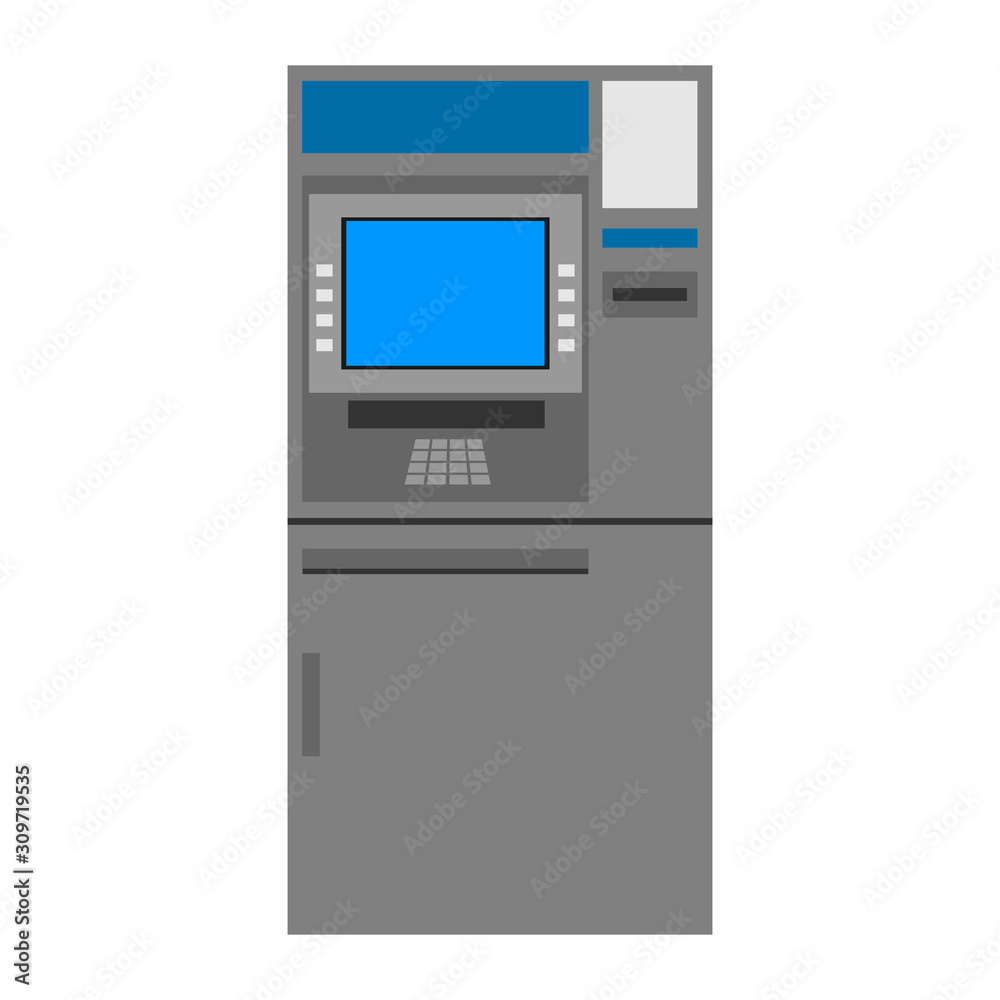 ATM. Flat icon. Isolated object on a white background. ATM. Flat icon. Isolated object on a white background.