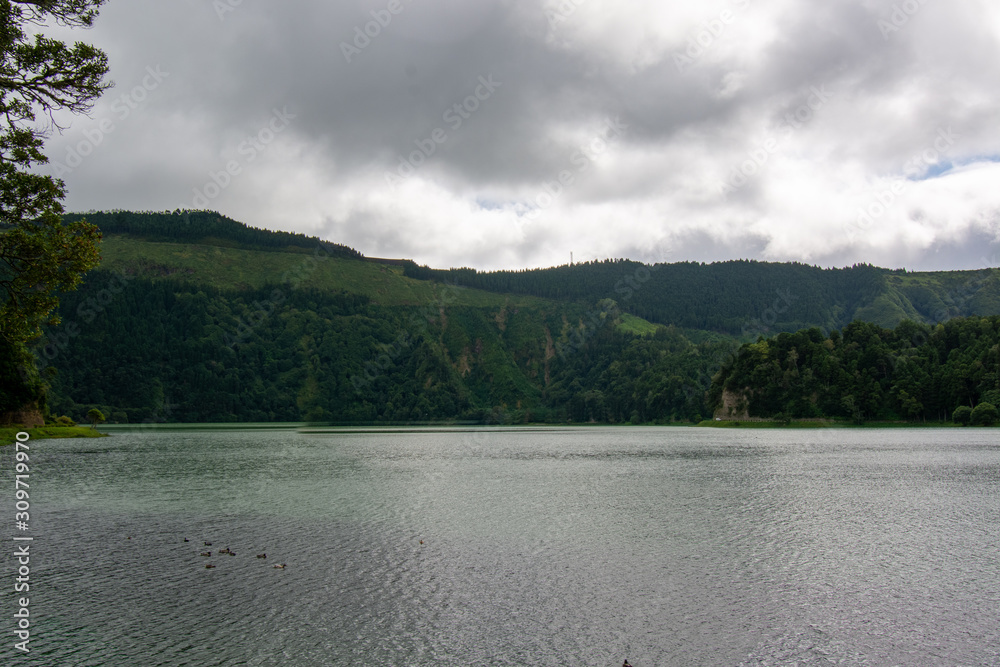 Sete Cidades lakes in the Azores Portugal