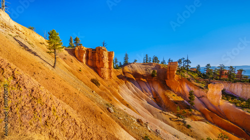 Sunrise over the Vermilion Colored Hoodoos along the Navajo Trail in Bryce Canyon National Park, Utah, United States
