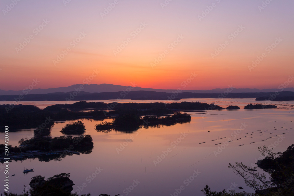 壮観　大高森の夕日／日本三景松島／宮城県東松島市