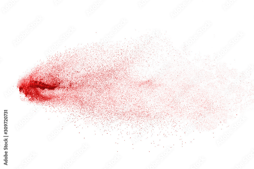 Fototapeta premium Explosion of red powder on black background