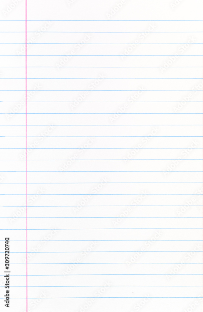 Lined textbook page texture with margin line. Empty and clean school notebook. Lined textbook page texture with margin line. Empty and clean school notebook.