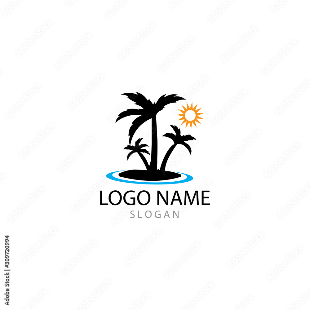 Palm tree summer logo template vector illustration