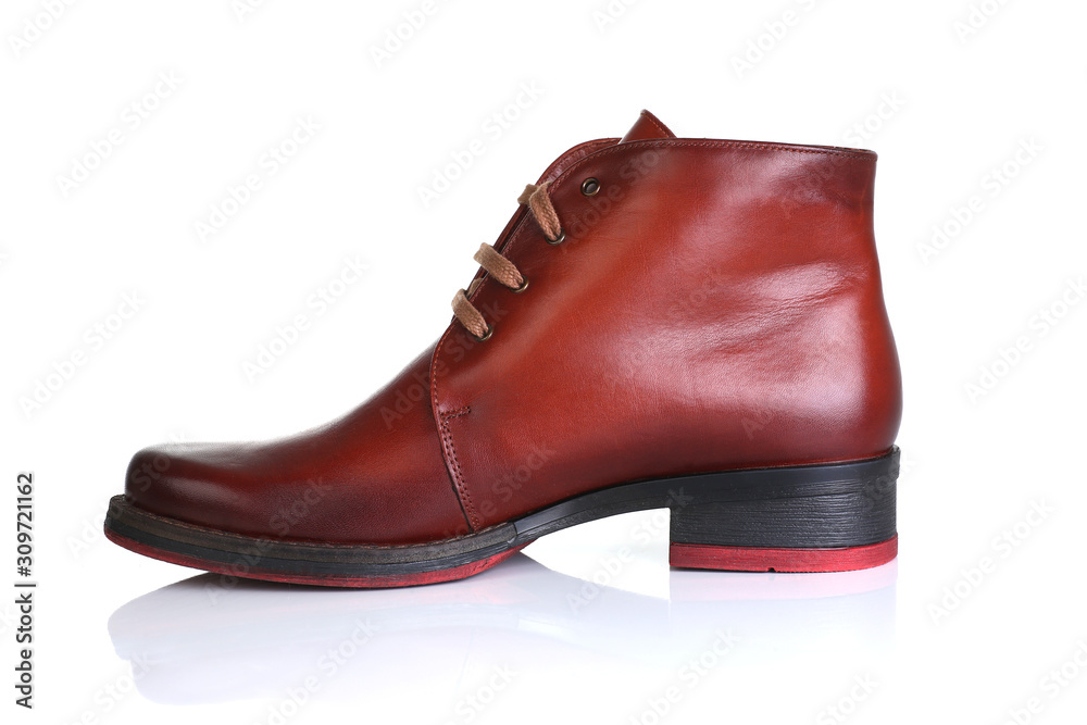 Orange red leather shoes men women