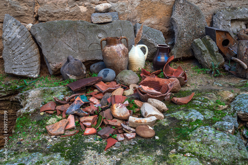 Artifacts in ancient fortress, dated to the 14th century, located in Mardakan, Azerbaijan photo