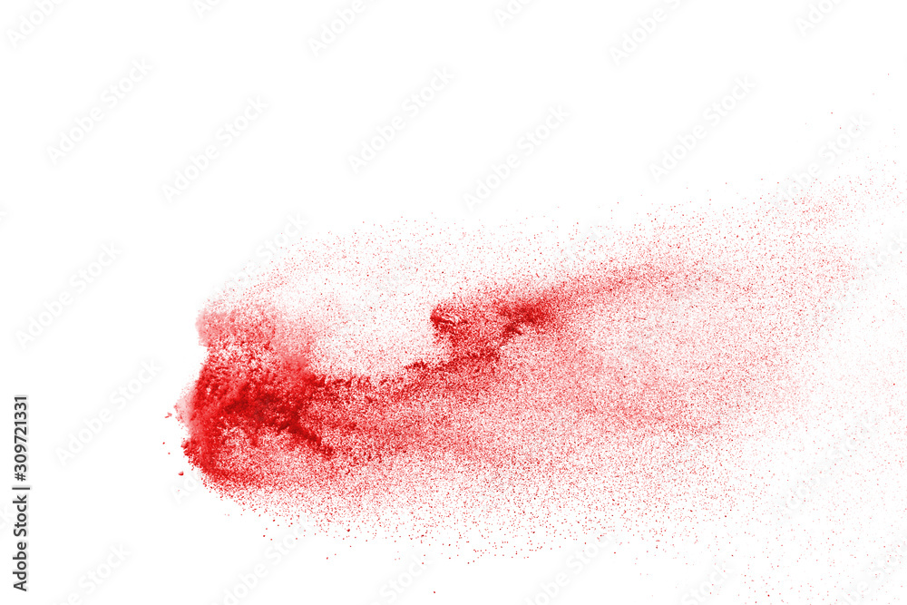 Fototapeta premium Explosion of red powder on black background