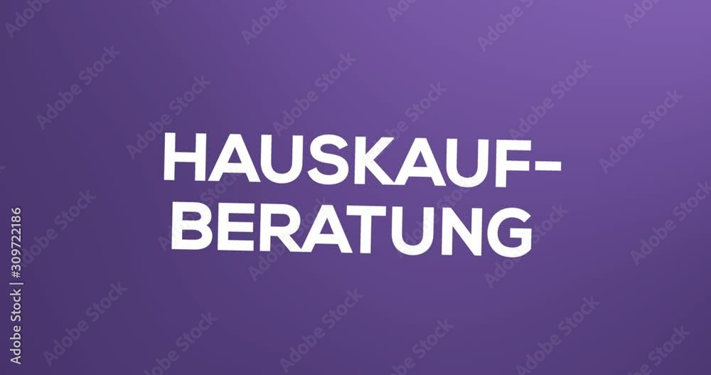 Baugutachter - Textanimation für Blog, Soziale Medien oder Website. Werbung/Marketing für Sachverständiger für Immobilien. Hintergrund lila