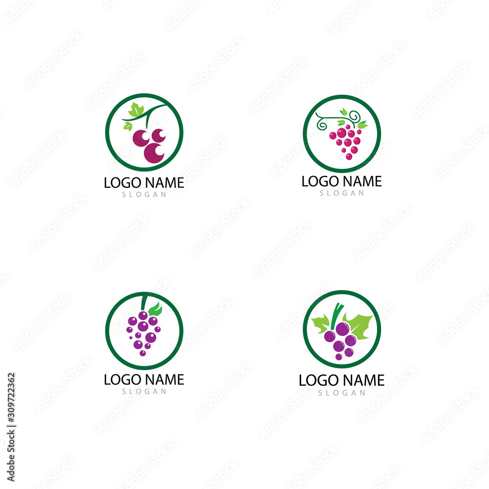 Grapes logo template vector icon illustration design Grapes logo template vector icon illustration design