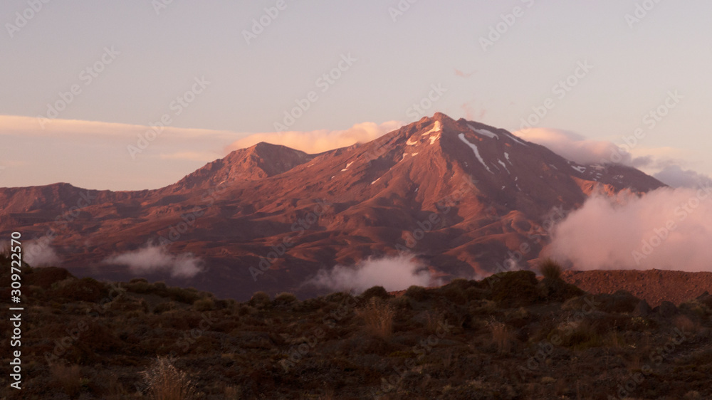 Tongariro Great Walk in New Zealand. Morning sunrise. Tongariro Great Walk in New Zealand. Morning sunrise.