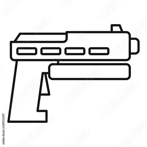 Futuristic blaster icon. Outline futuristic blaster vector icon for web design isolated on white background