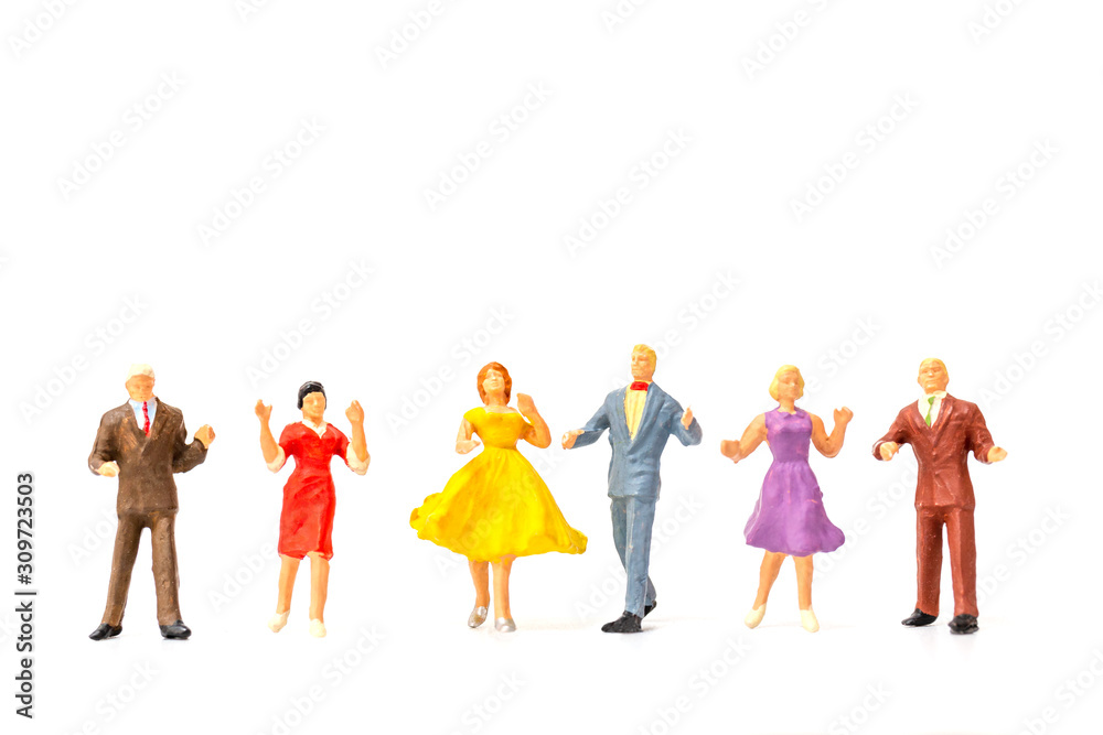 Obraz premium Miniature people , Couple dancing on white background