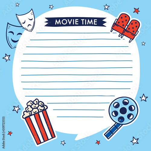 Cinema icon set with text and layout template for cards and banner design : Vector Illustration