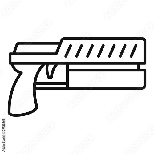 Raygun blaster icon. Outline raygun blaster vector icon for web design isolated on white background