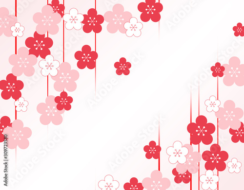 梅 和柄 和風 和 うめ 白梅 紅梅 春 フレーム 枠 Stock Illustration Adobe Stock