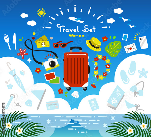 travel set / vector simple / summer, vacation