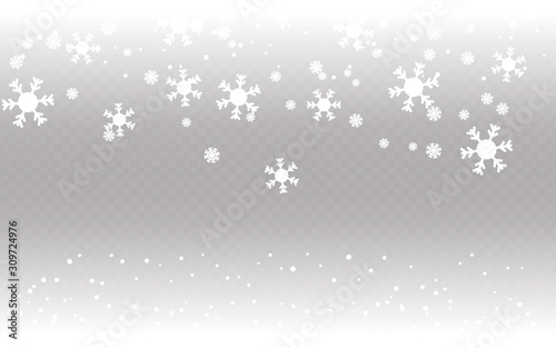 Snowflakes winter season background design with particles. White snow background. White particles dust with transparent background