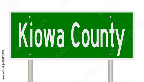 Rendering of a green 3d highway sign for Kiowa County photo