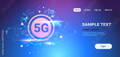 5G hologram digital wireless systems connection global network concept fifth innovative generation of high speed internet abstract technology background horizontal copy space vector illustration