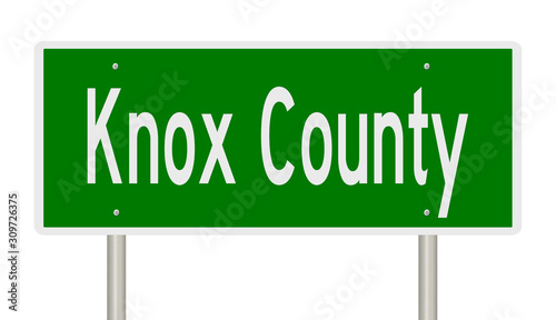 Rendering of a green 3d highway sign for Knox County photo