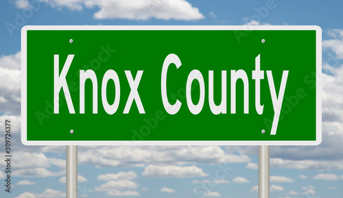 Rendering of a green 3d highway sign for Knox County photo